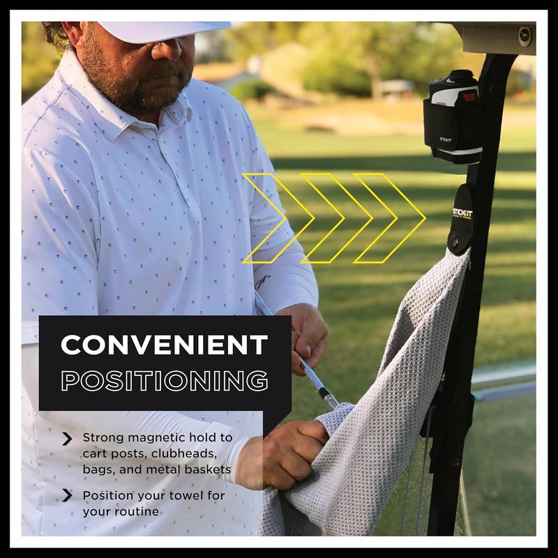 Stick It Magnetic Towel, Gray | Top-Tier Microfiber Golf Towel with Deep Waffle Pockets | Industrial Strength Magnet for Strong Hold to Golf Carts or Clubs - Image 2